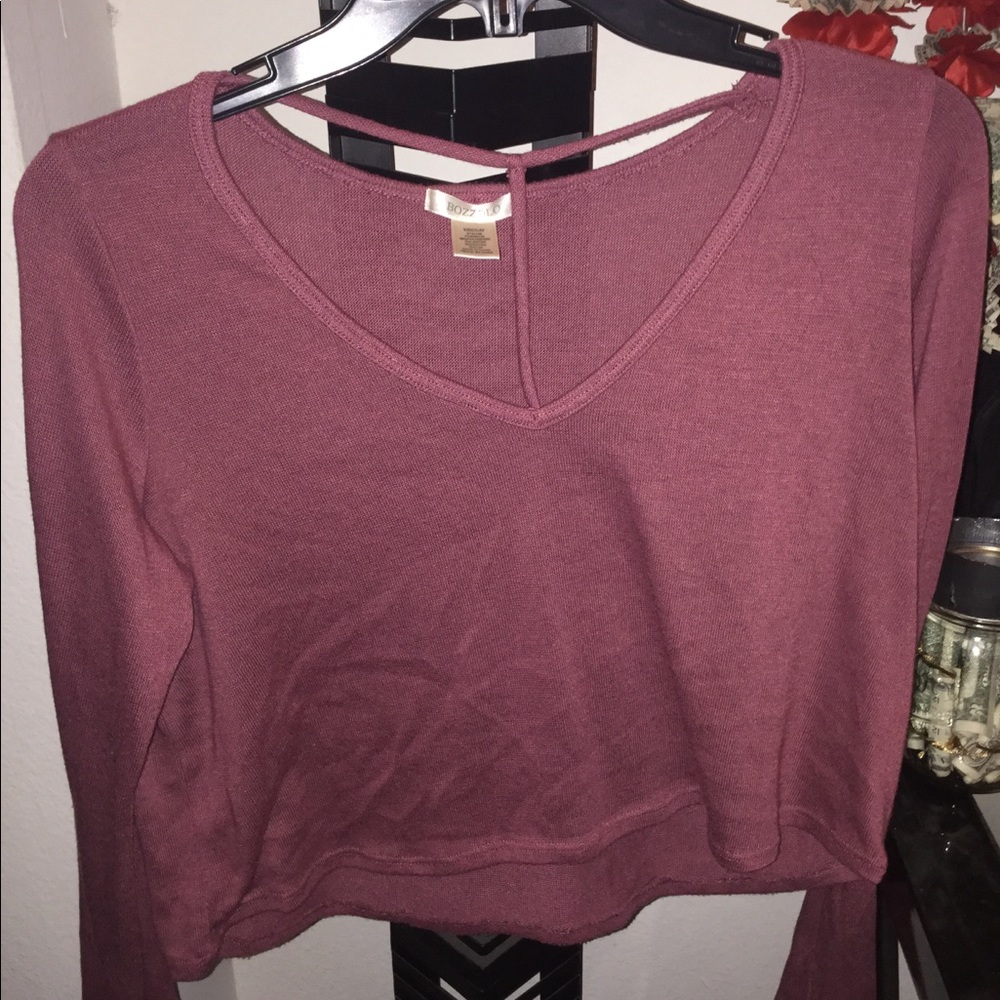 Pink long sleeve crop top